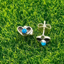 Load image into Gallery viewer, Earrings, Sterling Silver, Opal Hearts, Native American, Cyrus Lutse