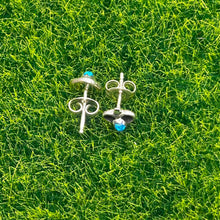 Load image into Gallery viewer, Earrings, Sterling Silver, Opal Hearts, Native American, Cyrus Lutse