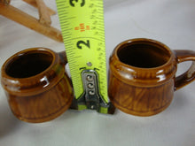 Load image into Gallery viewer, Vintage Cuvee Speciale Brown Ceramic Barrel Decanter with Stopper and Two Mini Handled Mugs