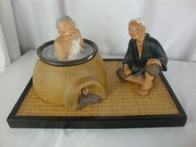 Load image into Gallery viewer, Vintage Hakata Urasaki Two Piece Statue Set with Woven Tray