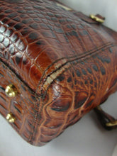 Load image into Gallery viewer, Vintage Brahmin Asher Brown Croc Zip Top Shoulder Bag Purse