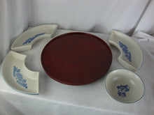 Load image into Gallery viewer, Vintage Pfaltzgraff Yorktowne 4 Piece Appetizer Chip Dip Set on Replacement Lazy Susan