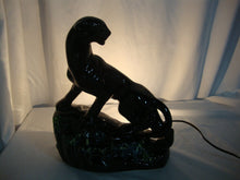 Load image into Gallery viewer, MCM Black Ceramic Panther TV Figural Lamp