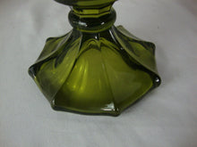 Load image into Gallery viewer, Vintage Fostoria Glass Coin Dot Olive Green Glass Footed Dish with Lid