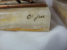 Load image into Gallery viewer, Vintage C Jere Signed Metal Student Desk on Onyx Base Bookend Pair