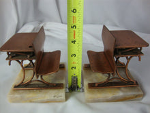 Load image into Gallery viewer, Vintage C Jere Signed Metal Student Desk on Onyx Base Bookend Pair