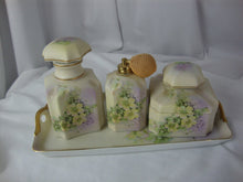 Load image into Gallery viewer, Vintage Andrea by Sadek Porcelain Floral Dresser Bottle Set with Tray