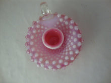 Load image into Gallery viewer, Vintage Fenton Cranberry Opalescent Hobnail Candle Holder with Clear Glass Finger Loop