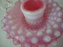 Load image into Gallery viewer, Vintage Fenton Cranberry Opalescent Hobnail Candle Holder with Clear Glass Finger Loop