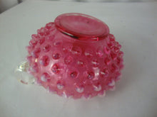 Load image into Gallery viewer, Vintage Fenton Cranberry Opalescent Hobnail Candle Holder with Clear Glass Finger Loop
