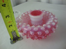 Load image into Gallery viewer, Vintage Fenton Cranberry Opalescent Hobnail Candle Holder with Clear Glass Finger Loop