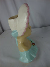 Load image into Gallery viewer, 1940s Shawnee USA Aqua Pink Lady Head Vase Wall Pocket