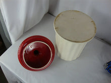 Load image into Gallery viewer, Vintage Unmarked Sugar with Eagle Cream Ceramic Kitchen Canister with Red Lid