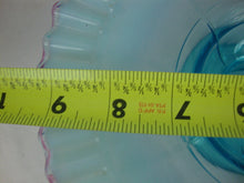 Load image into Gallery viewer, Jefferson Glass Compote Optic Block Bowl Opalescent Blue With Cranberry Frit Edge