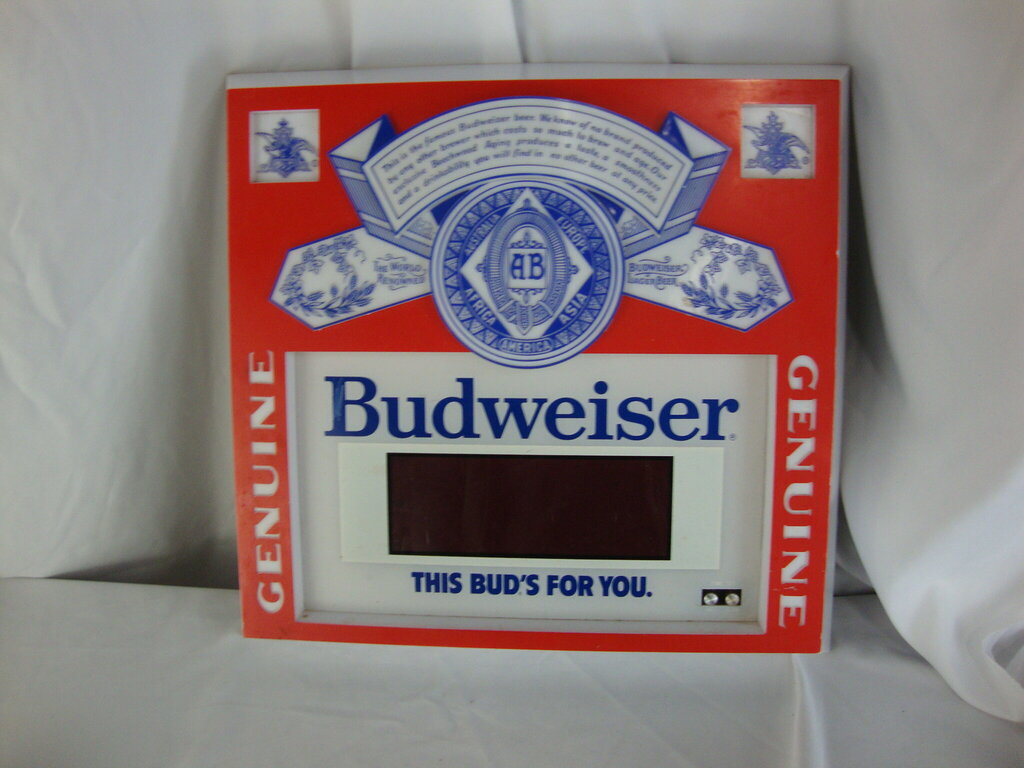 Budweiser 電気サイン 1991年製 1986 Anheuser Budweiser Electric Lighted with Digital Clock Wall