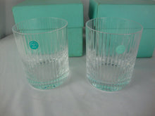 Load image into Gallery viewer, Tiffany & Co Crystal Pinstripe Old Fashion Tumbler Glasses Set of 2 with Boxes