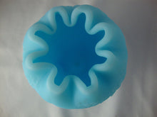 Load image into Gallery viewer, Vintage Fenton Glass Blue Satin Footed Grape Motif Small Rose Bowl