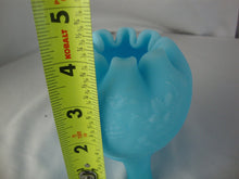 Load image into Gallery viewer, Vintage Fenton Glass Blue Satin Footed Grape Motif Small Rose Bowl