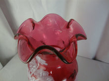 Load image into Gallery viewer, Vintage Fenton Cranberry Glass Handpainted Girl on Bike Scene Numbered Vase