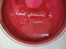 Load image into Gallery viewer, Vintage Fenton Cranberry Glass Handpainted Girl on Bike Scene Numbered Vase