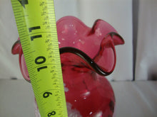 Load image into Gallery viewer, Vintage Fenton Cranberry Glass Handpainted Girl on Bike Scene Numbered Vase