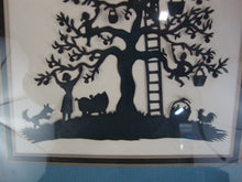 Load image into Gallery viewer, Vintage Scherenschnitte Sue Schultz Scissor Cuttings Apple Tree Picking Day Framed Artwork
