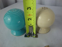 Load image into Gallery viewer, Vintage Fiesta Ware Turquoise and Old Ivory Ceramic Salt Pepper Shaker Set