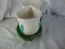 Load image into Gallery viewer, Vintage Morton Pottery Double Calla Lily Planter Flower Pot with Attached Saucer and Frog