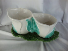 Load image into Gallery viewer, Vintage Morton Pottery Double Calla Lily Planter Flower Pot with Attached Saucer and Frog