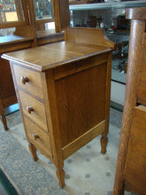 Load image into Gallery viewer, Vintage Tiger Oak Tryptich Mirror 6 Drawer Makeup Vanity Desk
