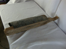 Load image into Gallery viewer, Vintage Primitive Punched Metal Star Motif with Rustic Wood Back Grater