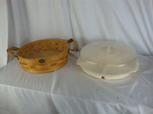 Load image into Gallery viewer, Vintage Peterboro USA Round Handled Basket with Plastic Divided Snack Tray with Dome Lid