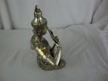 Load image into Gallery viewer, Vintage Metal Silver Tone Thai Bali Sitting Musician Figurine