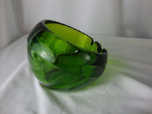 Load image into Gallery viewer, MCM Viking Glass Large Green Orb Three Slot Ashtray Monogram B