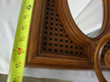 Load image into Gallery viewer, Vintage Syroco Faux Cane Look Wall Sconce with Oval Mirror and Candleholder