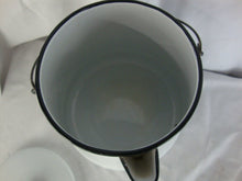 Load image into Gallery viewer, Vintage Farmhouse Extra Large White Black Enamel Cowboy Coffee Pot with Metal Swing Handle