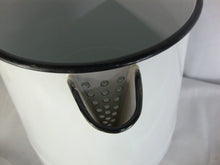 Load image into Gallery viewer, Vintage Farmhouse Extra Large White Black Enamel Cowboy Coffee Pot with Metal Swing Handle