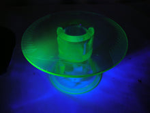 Load image into Gallery viewer, Vintage Paden City Vaseline Etched Glass Candleholders Set of 2