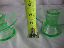 Load image into Gallery viewer, Vintage Paden City Vaseline Etched Glass Candleholders Set of 2