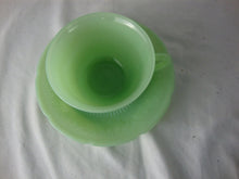 Load image into Gallery viewer, Vintage Fire King Jadeite Glass Alice Pattern Teacup and Saucer Set