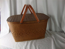 Load image into Gallery viewer, Vintage Red Man Products Woven Picnic Basket with Metal Swing Handles