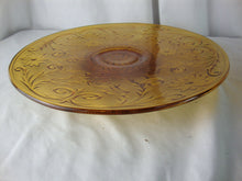 Load image into Gallery viewer, Vintage Tiara Amber Sandwich Glass Large Cake Serving Platter
