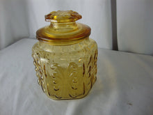 Load image into Gallery viewer, Vintage LE Smith Amber Atterbury Scroll Canister with Matching Lid