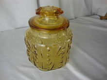 Load image into Gallery viewer, Vintage LE Smith Amber Atterbury Scroll Canister with Matching Lid