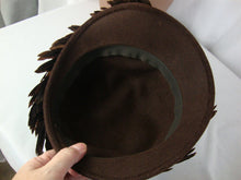 Load image into Gallery viewer, Retro 1950's Womens Dark Brown Velvet and Feather Hat