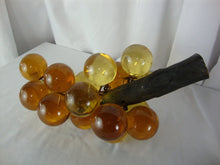 Load image into Gallery viewer, MCM Retro Lucite Amber Grapes Bunch with Rustic Wood Stem