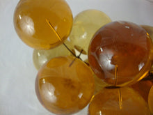 Load image into Gallery viewer, MCM Retro Lucite Amber Grapes Bunch with Rustic Wood Stem