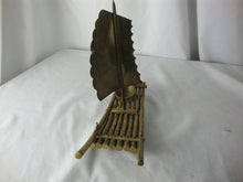 Load image into Gallery viewer, Vintage Oriental Brass Bamboo Look Boat with Sail and Votive Holder
