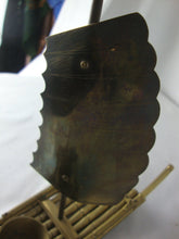 Load image into Gallery viewer, Vintage Oriental Brass Bamboo Look Boat with Sail and Votive Holder