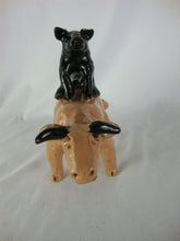 Load image into Gallery viewer, Lynn Bailey Pottery Tan Bull with Black White Pig on Back 6 Inch